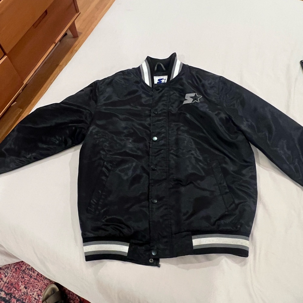 STARTER Black and Silver Varsity Jacket